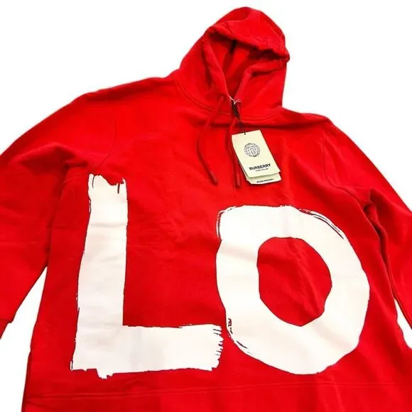 Burberry NWT Love Hooded Sweatshirt Red Unisex - Picture 11 of 14